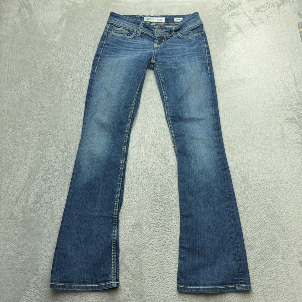BKE Jeans Womens 27 Medium Blue Stella Bootcut Low Rise Distressed Denim